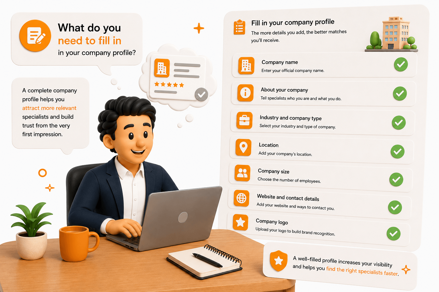 What should I fill out in my company profile?
