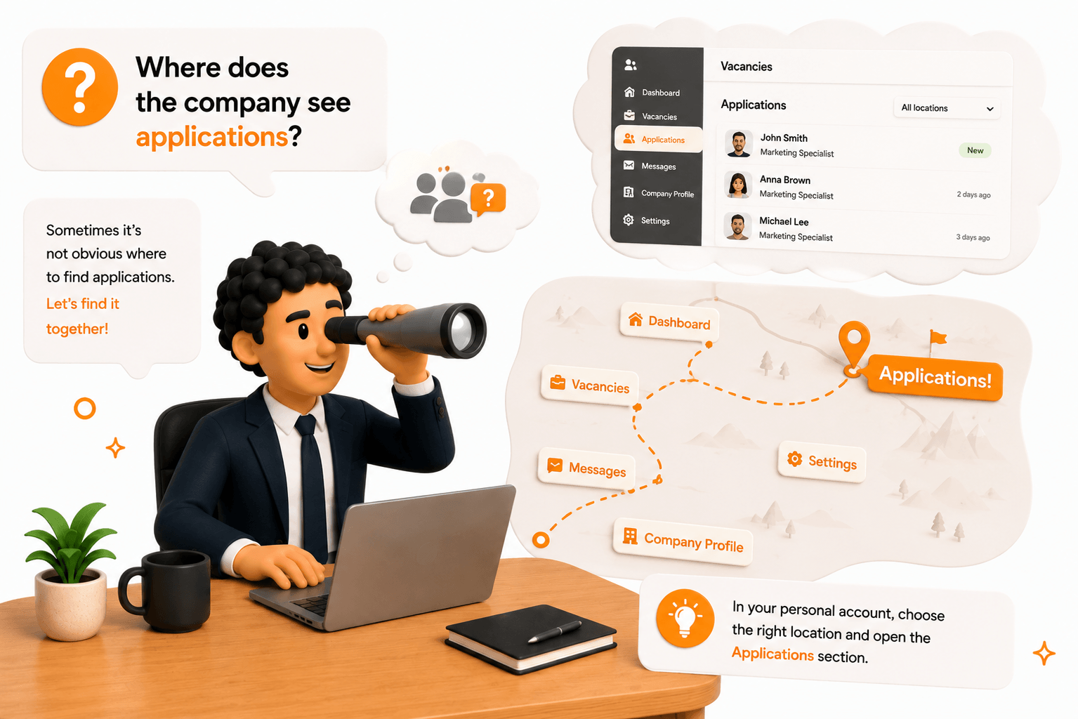 Where can the company see applications?